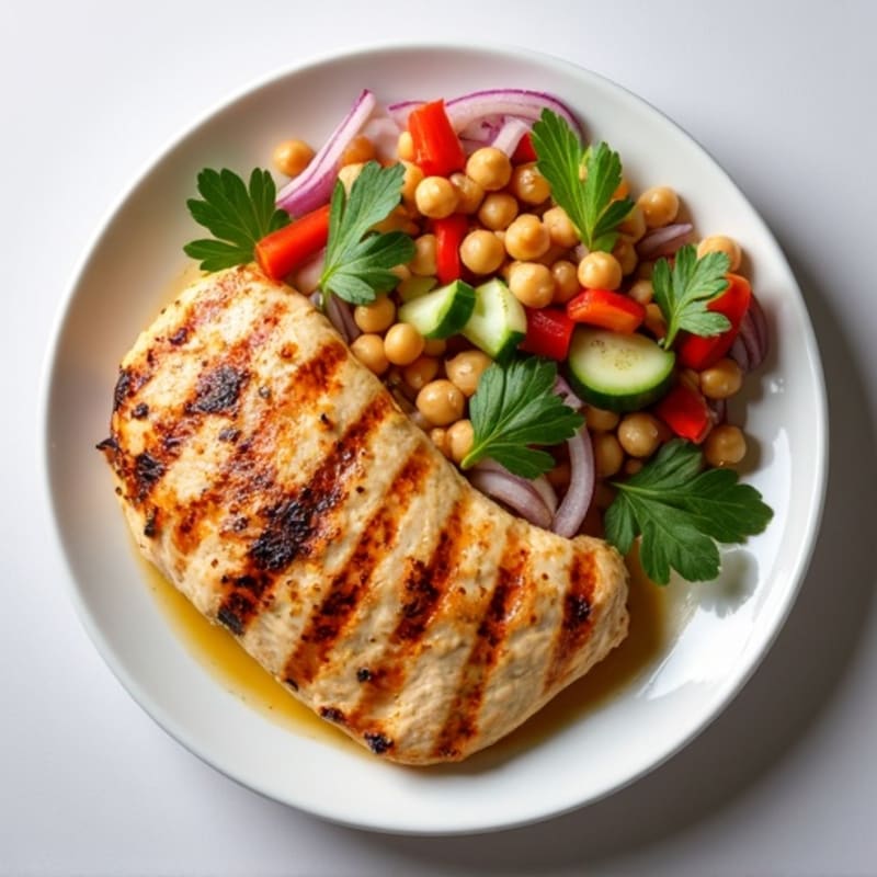 Grilled Chicken Breast with Crunchy Chickpea Salad