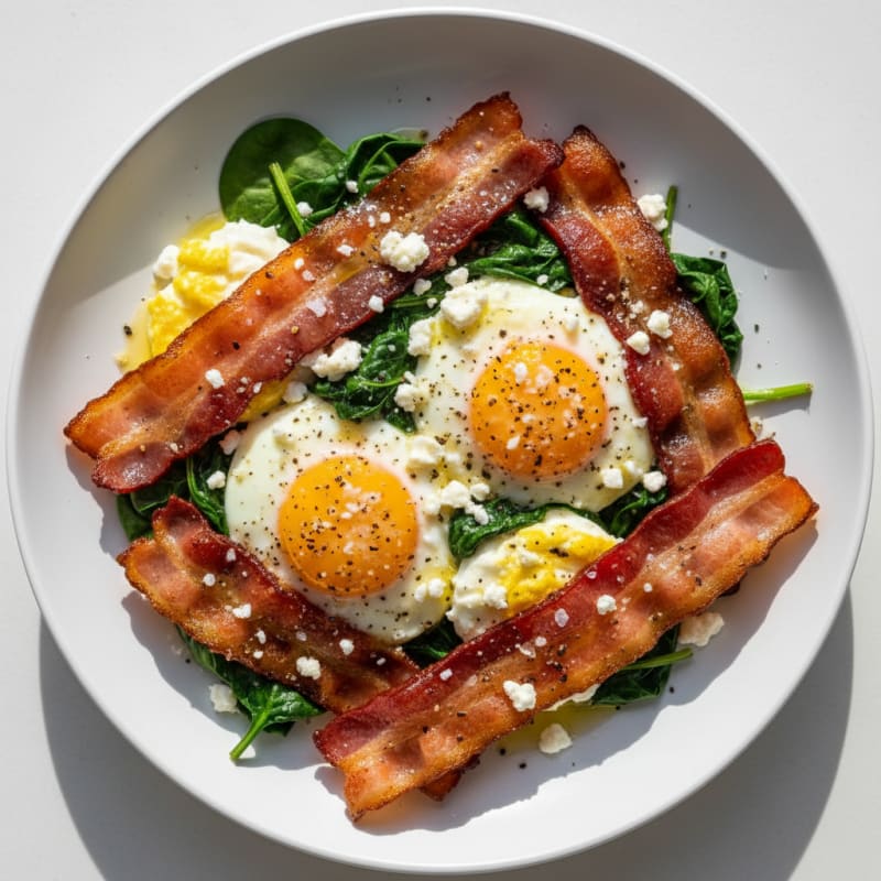 Golden Baked Eggs with Crispy Bacon