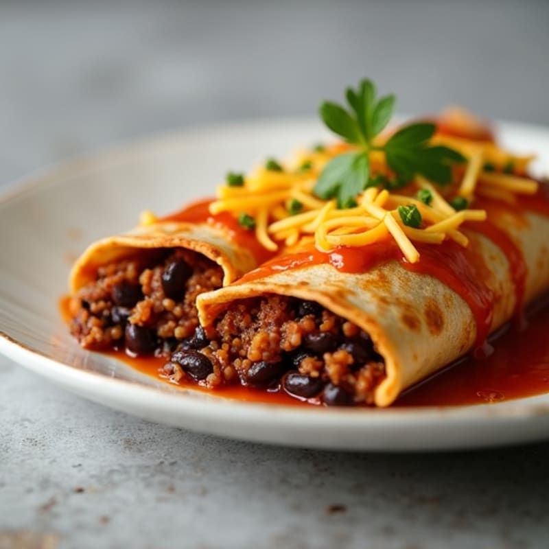 Lean Beef and Black Bean Enchiladas with Melted Cheese
