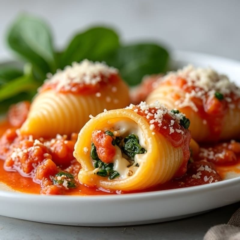 Creamy Spinach Ricotta Baked Shells