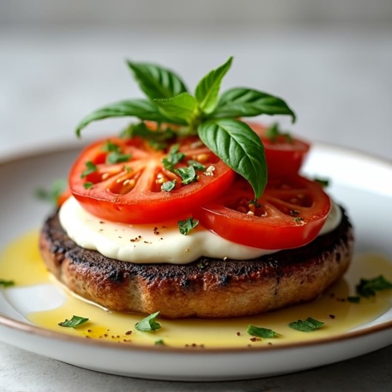 Roasted Portobello with Fresh Tomato, Basil, and Melty Mozzarella