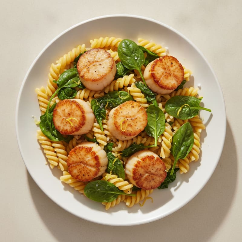 Pan-Seared Scallops with Lemon-Herb Pasta