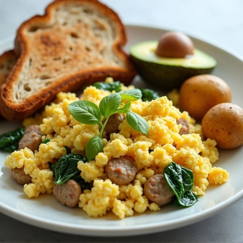 Egg White Scramble with Spinach and Turkey Sausage