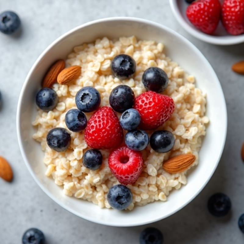 Protein-Packed Creamy Oatmeal with Fresh Berries and Crunchy Nuts