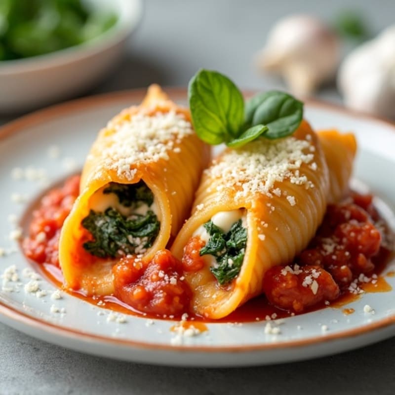 Baked Creamy Spinach Ricotta Stuffed Shells