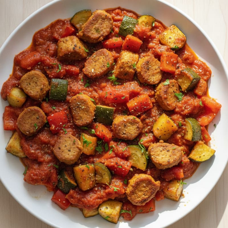 Vegan Gyro and Roasted Vegetable Skillet