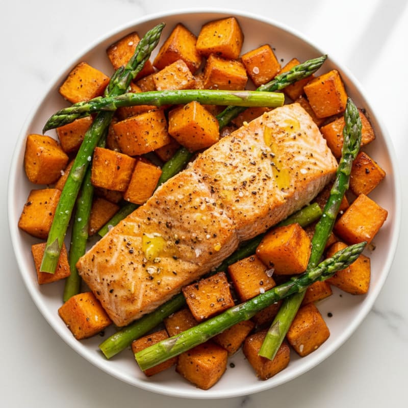 Golden Roasted Salmon with Sweet Potatoes