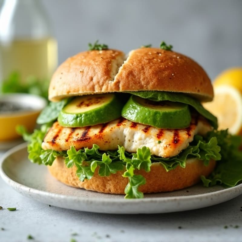 Grilled Lemon Herb Chicken Sandwich with Creamy Avocado and Crisp Greens