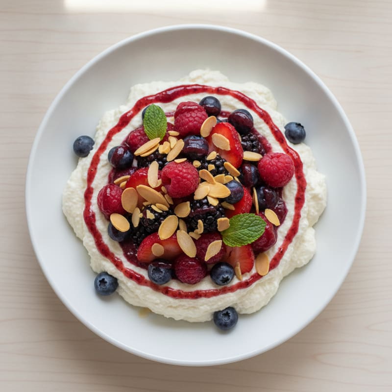Greek Yogurt Protein Mousse with Mixed Berries