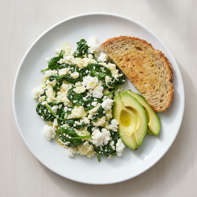 Egg White Scramble with Cottage Cheese and Spinach