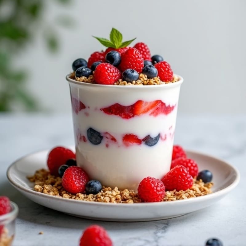 Greek Yogurt Protein Parfait with Mixed Berries