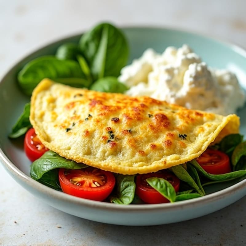Egg White Spinach Omelette with Cottage Cheese