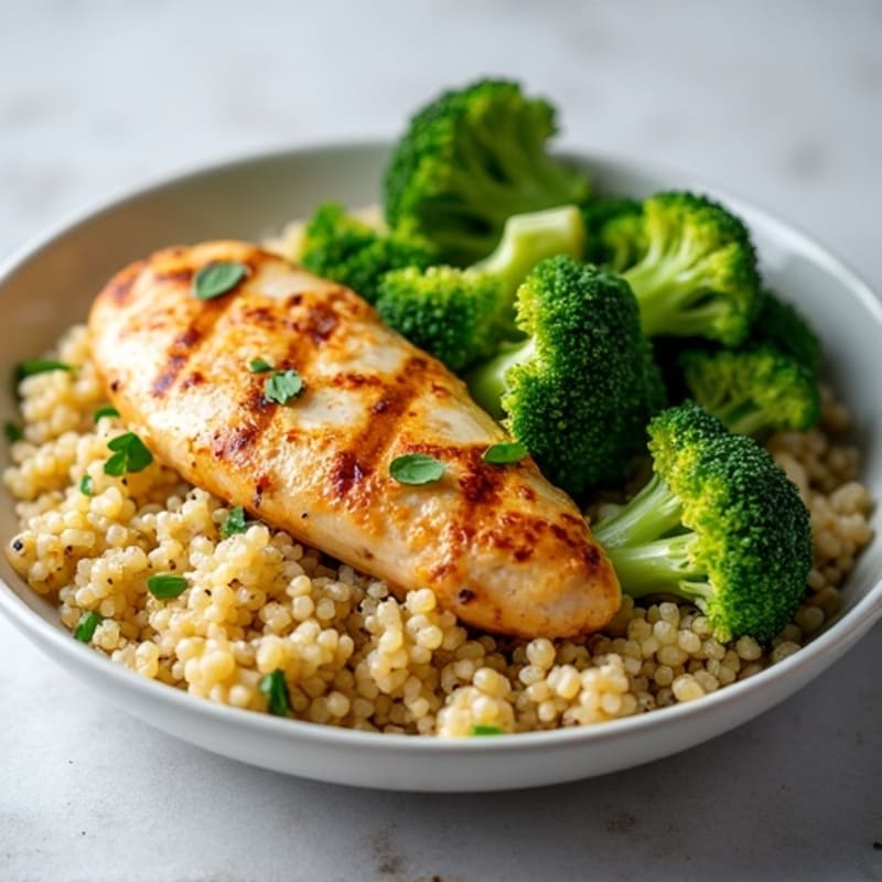 Grilled Chicken Breast with Quinoa and Steamed Broccoli