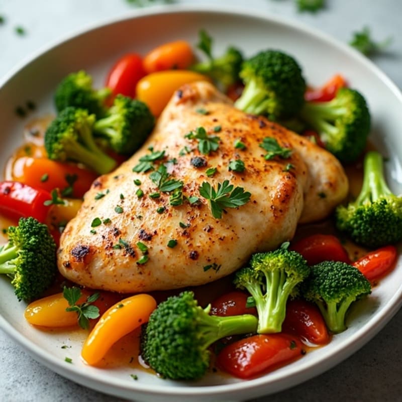 Sheet Pan Lemon-Herb Chicken with Roasted Broccoli and Bell Peppers