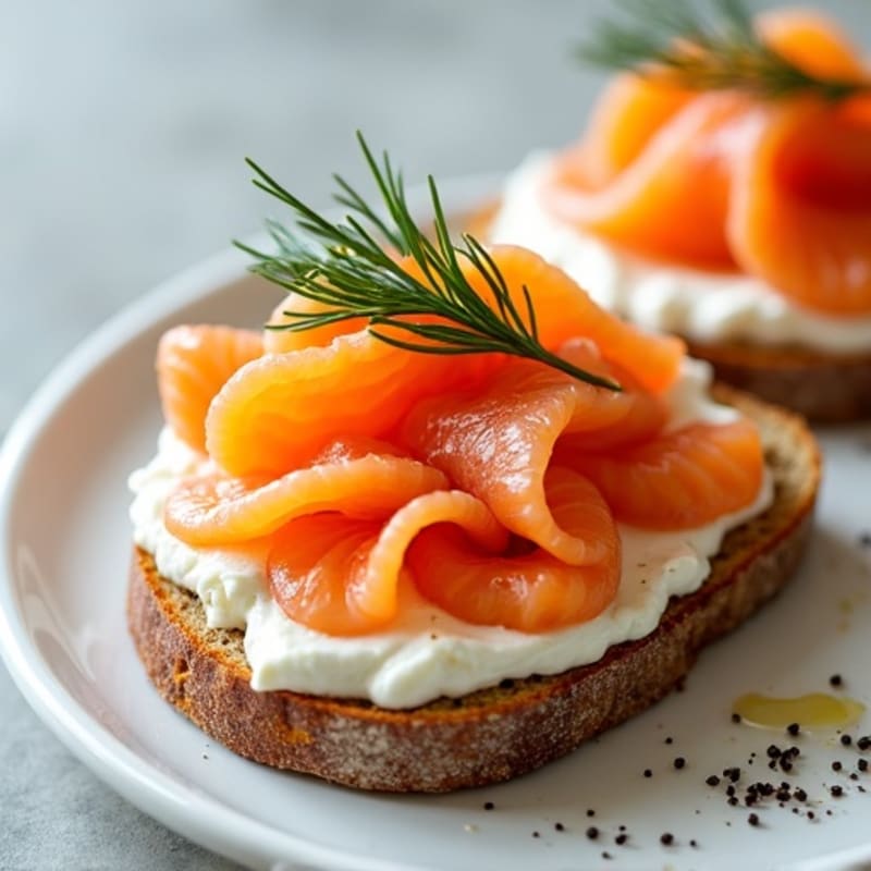 Open-Face Smoked Salmon and Herbed Cream Cheese Toast