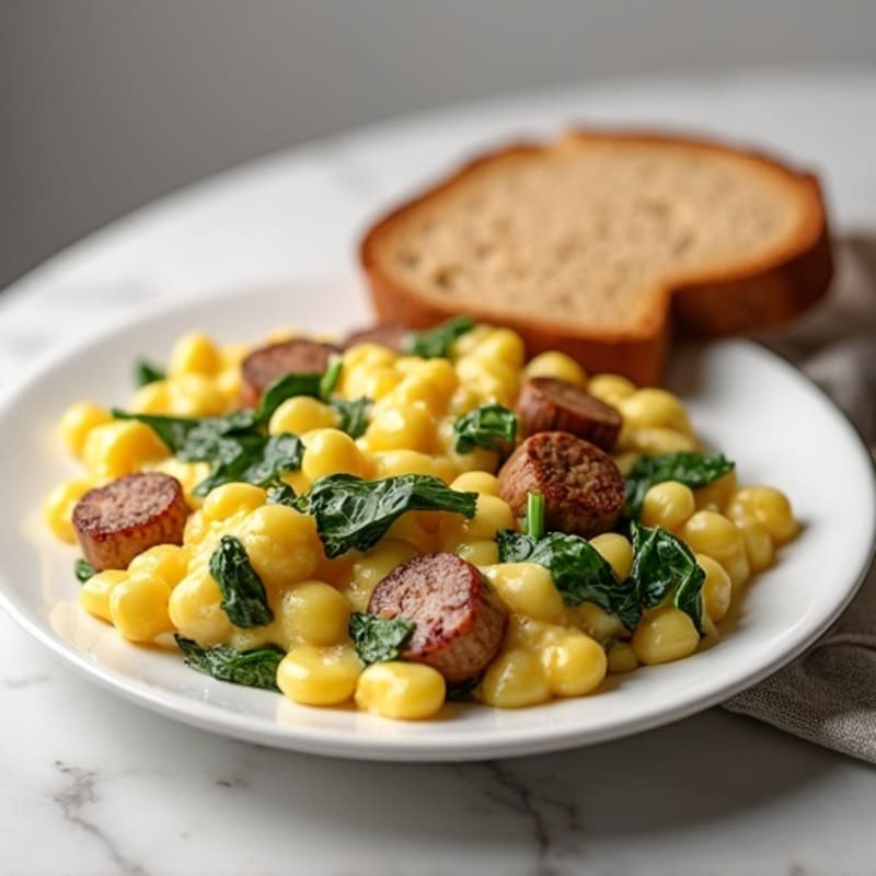 Egg White and Turkey Sausage Scramble with Spinach