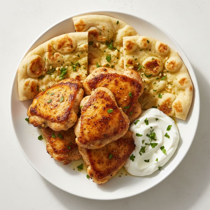 Pan-Seared Chicken Thighs with Garlic Naan