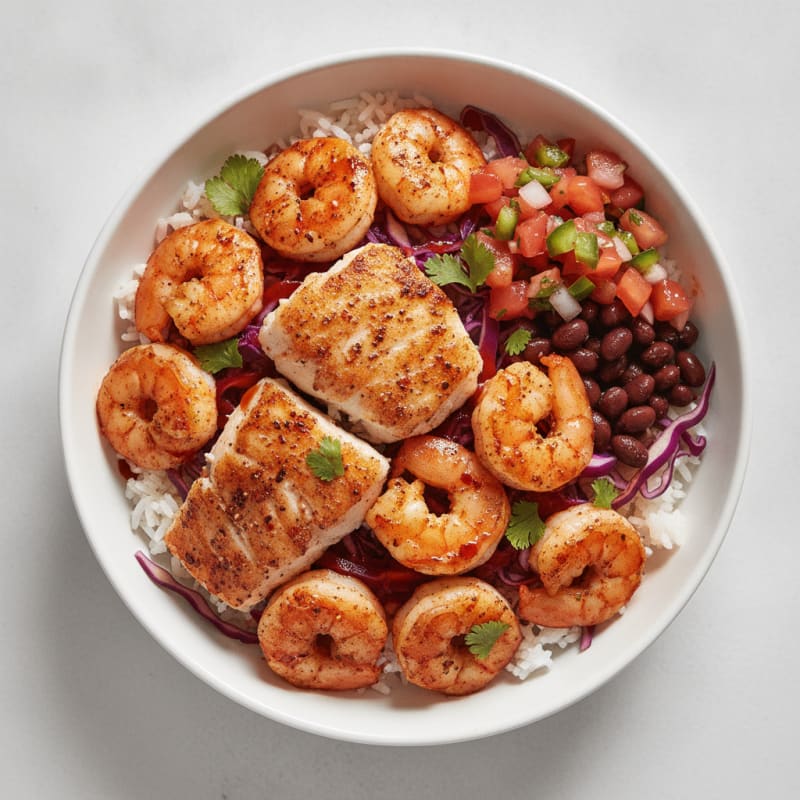 Lean Cod and Shrimp Taco Bowl