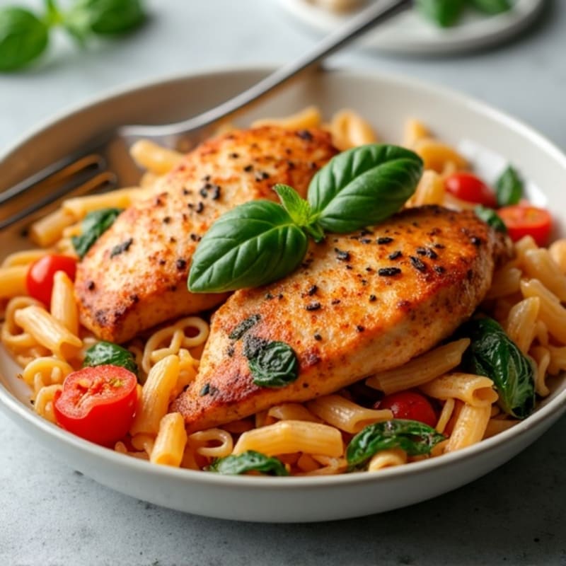 Creamy Tomato Chicken Pasta with Fresh Spinach