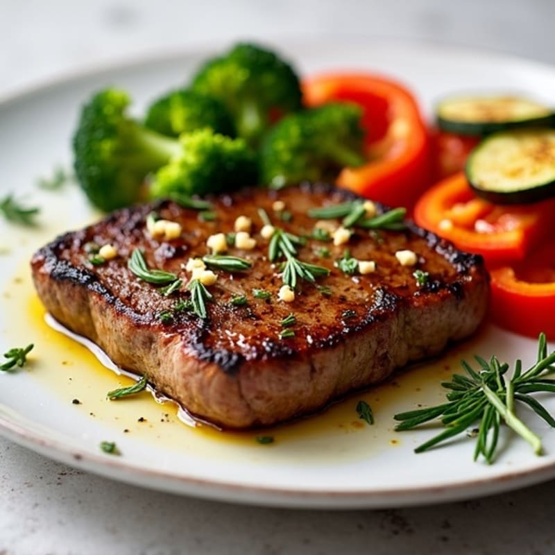 Garlic-Rosemary Seared Steak with Roasted Vegetables