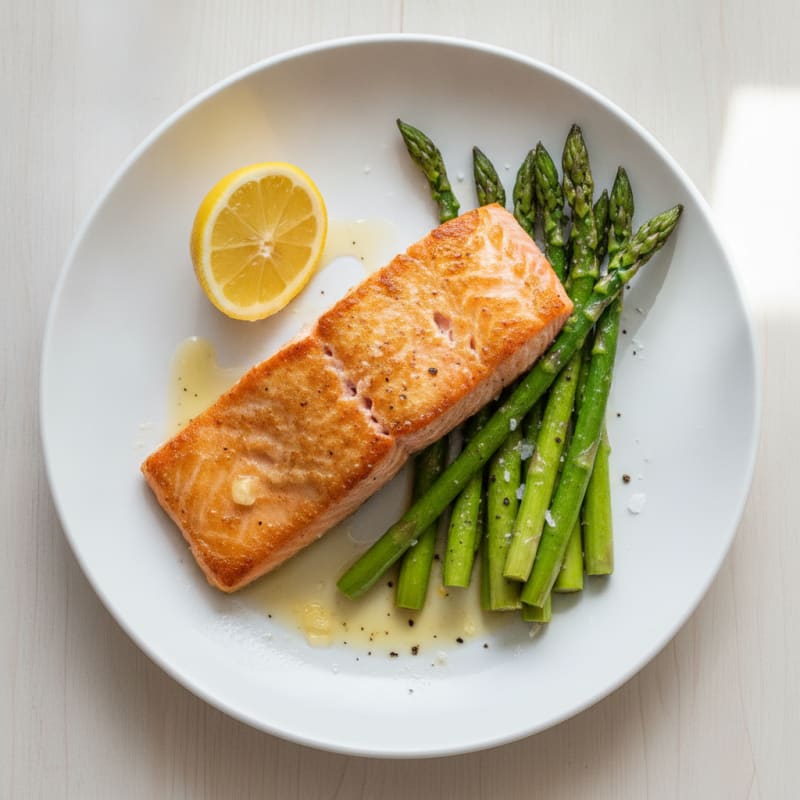 Pan-Seared Salmon with Roasted Asparagus