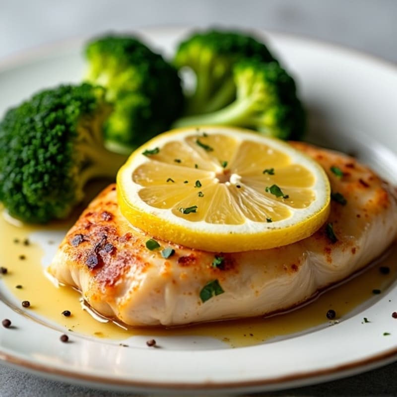 Lemon Garlic Pan-Seared Chicken with Roasted Broccoli