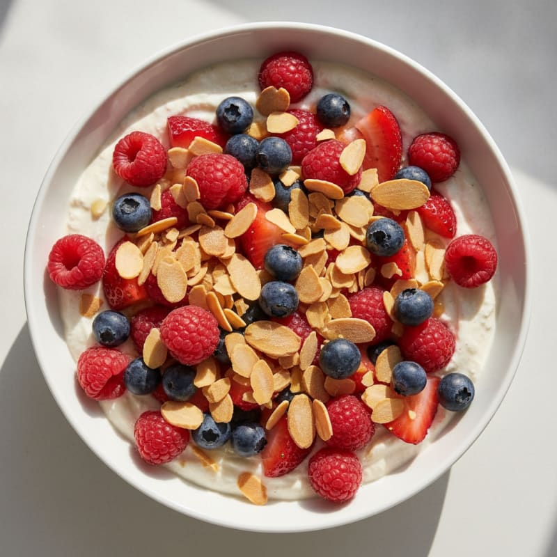 Greek Yogurt Protein Bowl with Mixed Berries and Almonds