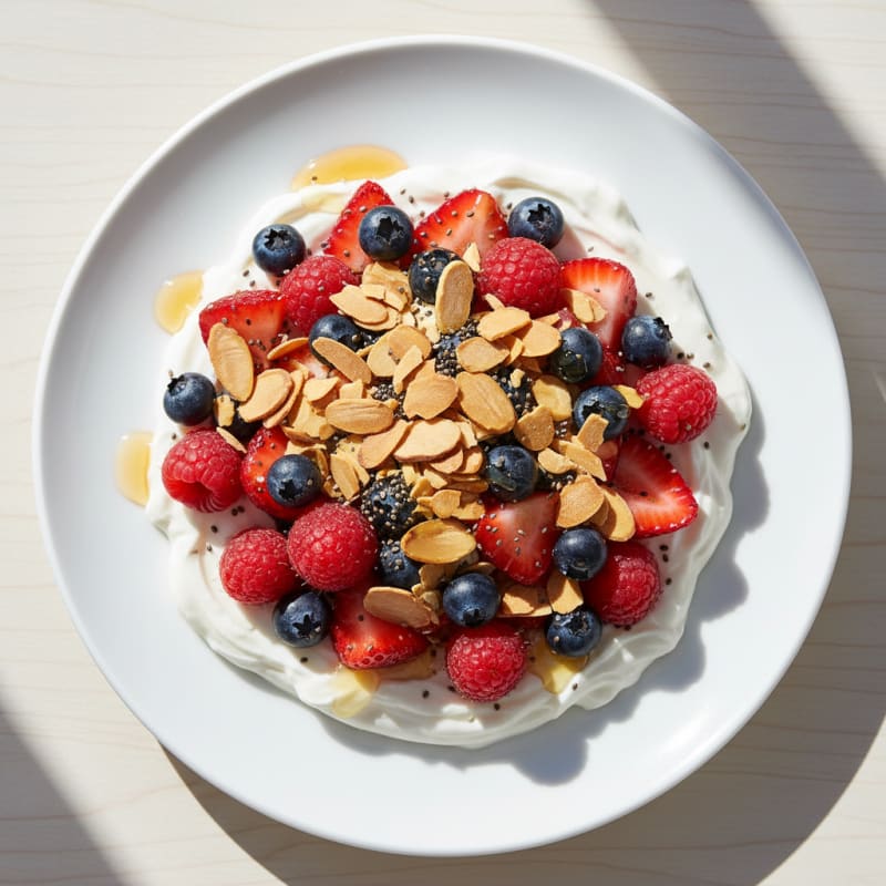 Greek Yogurt Protein Parfait with Mixed Berries