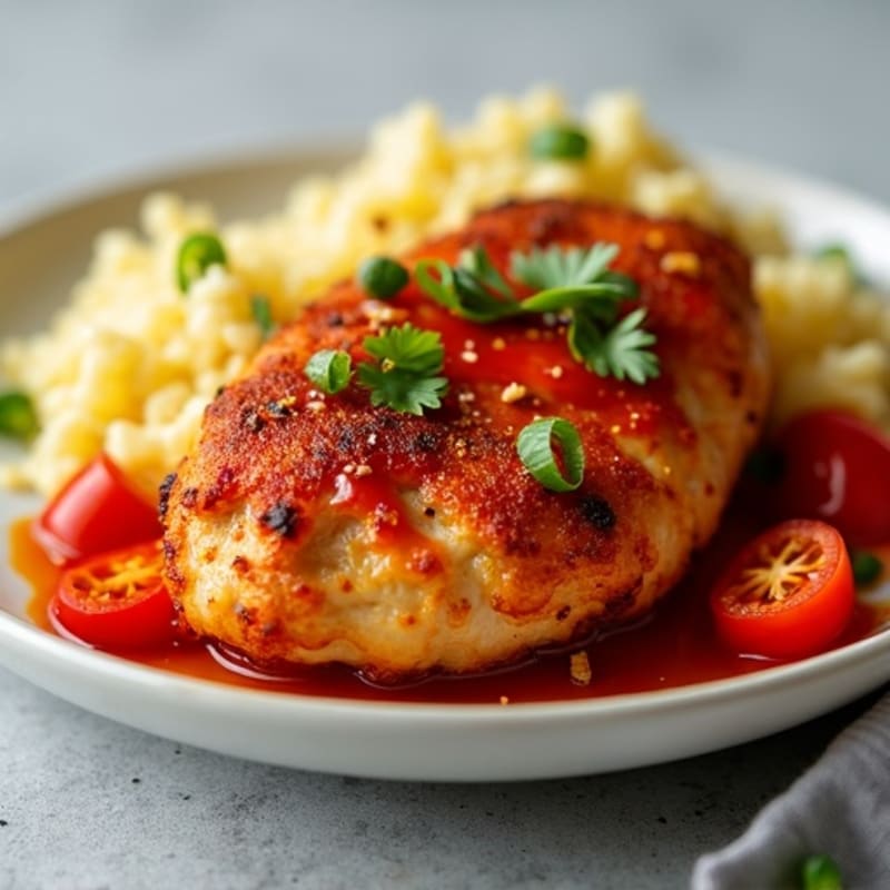 Crispy Baked Sweet and Sour Chicken with Roasted Bell Peppers