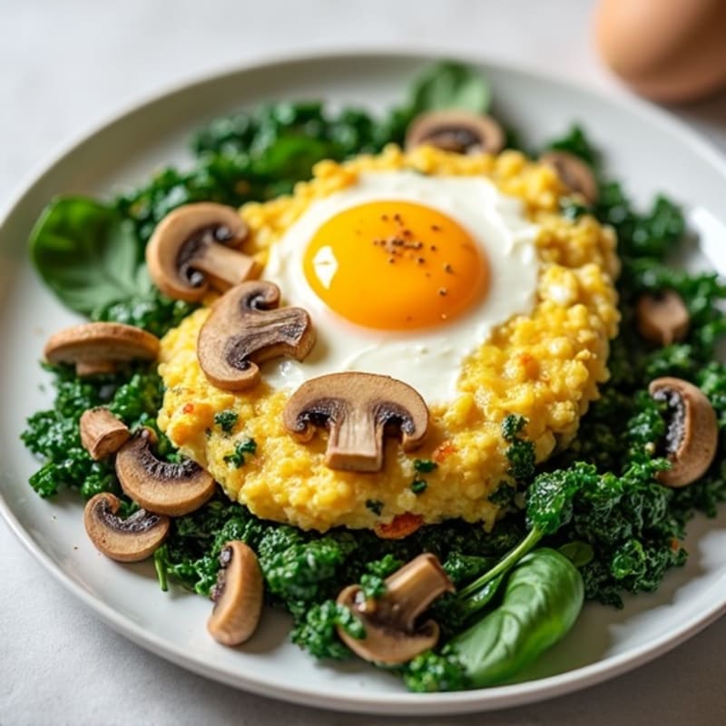 Creamy Spinach and Mushroom Egg Scramble