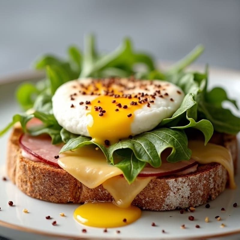 Lean Ham and Swiss Open-Face Melt with Fresh Greens