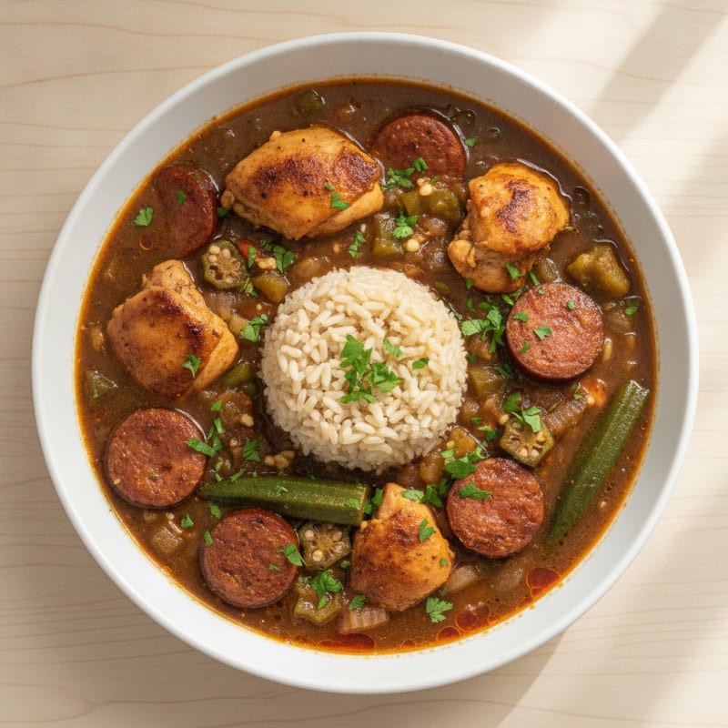 Spicy Creole Chicken and Sausage Gumbo