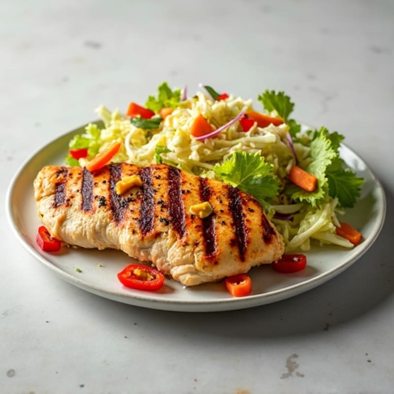 Grilled Chicken Breast with Crunchy Cabbage Slaw