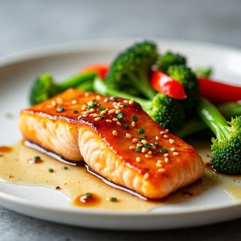 Honey-Ginger Glazed Salmon with Sesame Vegetables