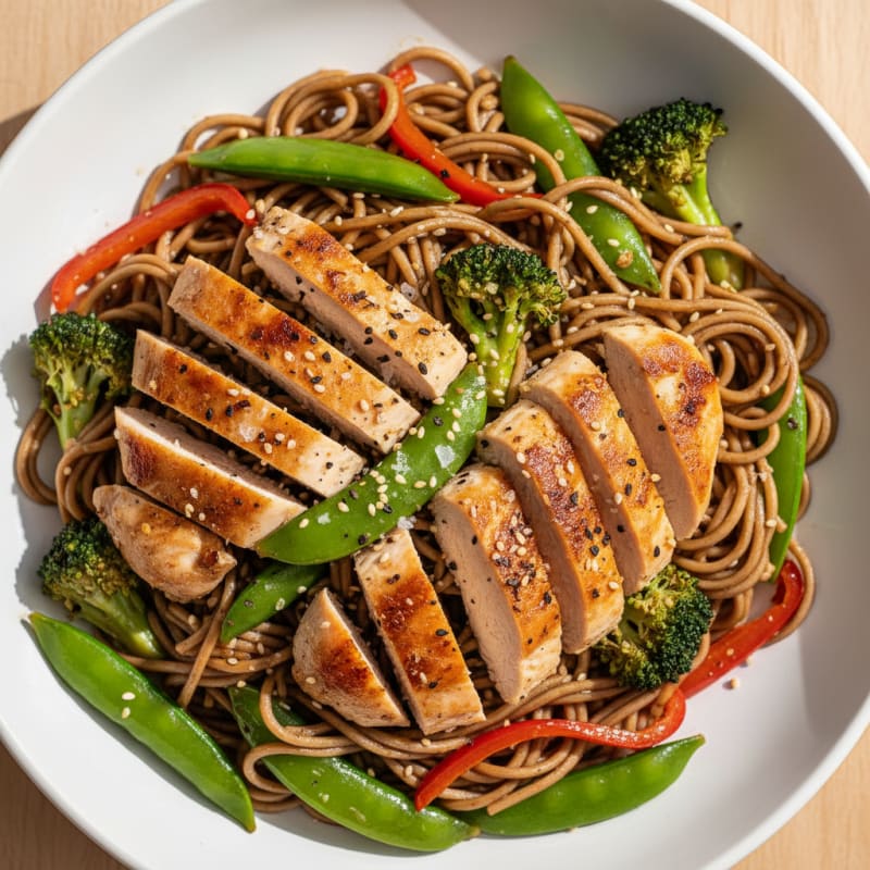Garlic-Sesame Noodles with Mixed Vegetables