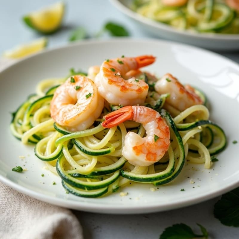 Creamy Greek Yogurt Alfredo Shrimp with Zucchini Noodles