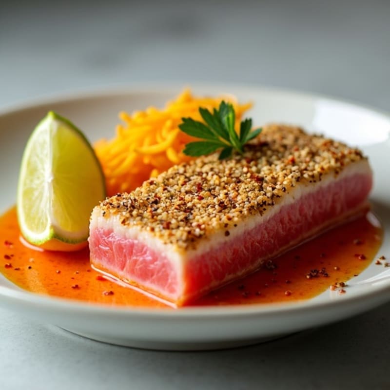 Sesame-Crusted Seared Tuna with Spicy Citrus Sauce