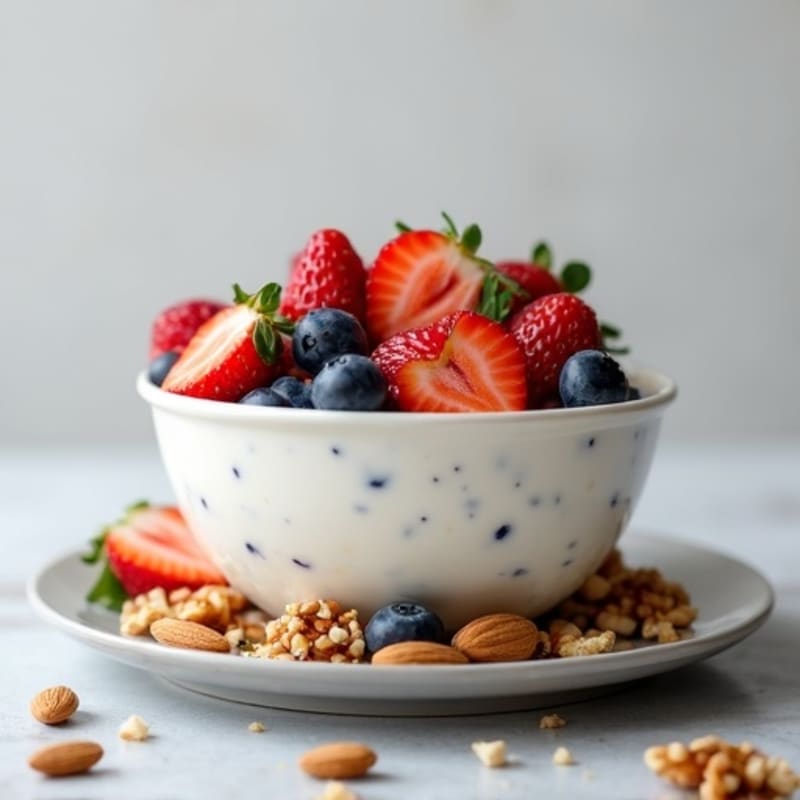 Creamy High-Protein Yogurt with Fresh Berries and Crunchy Nuts