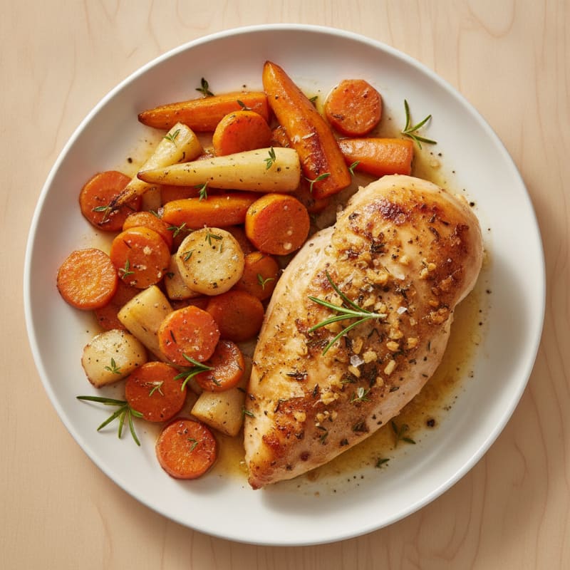 Garlic Herb Roasted Chicken with Root Vegetables
