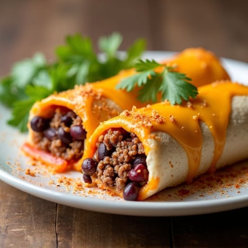 Ground Beef and Black Bean Cheesy Baked Rolls