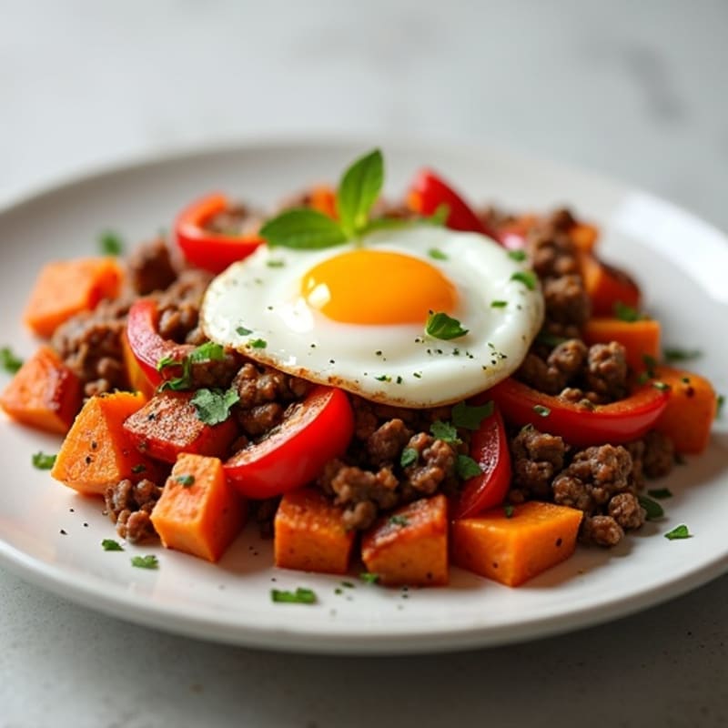 Savory Ground Deer and Sweet Potato Hash