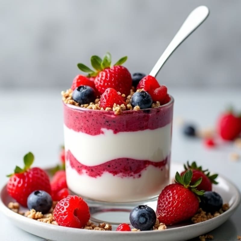Creamy Greek Yogurt Parfait with Mixed Berries and Almond Butter