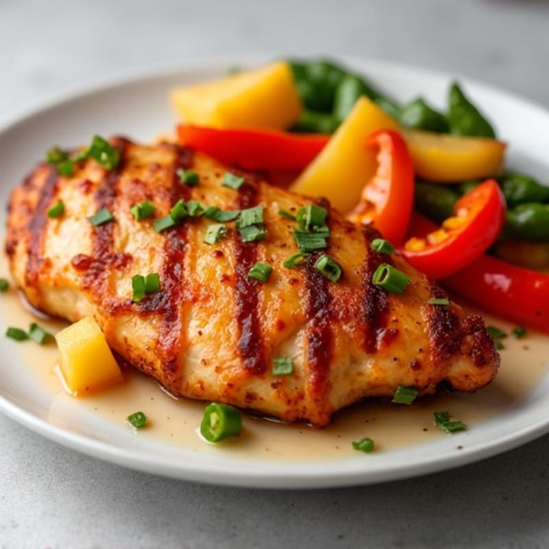 Crispy Baked Sweet and Sour Chicken with Roasted Bell Peppers