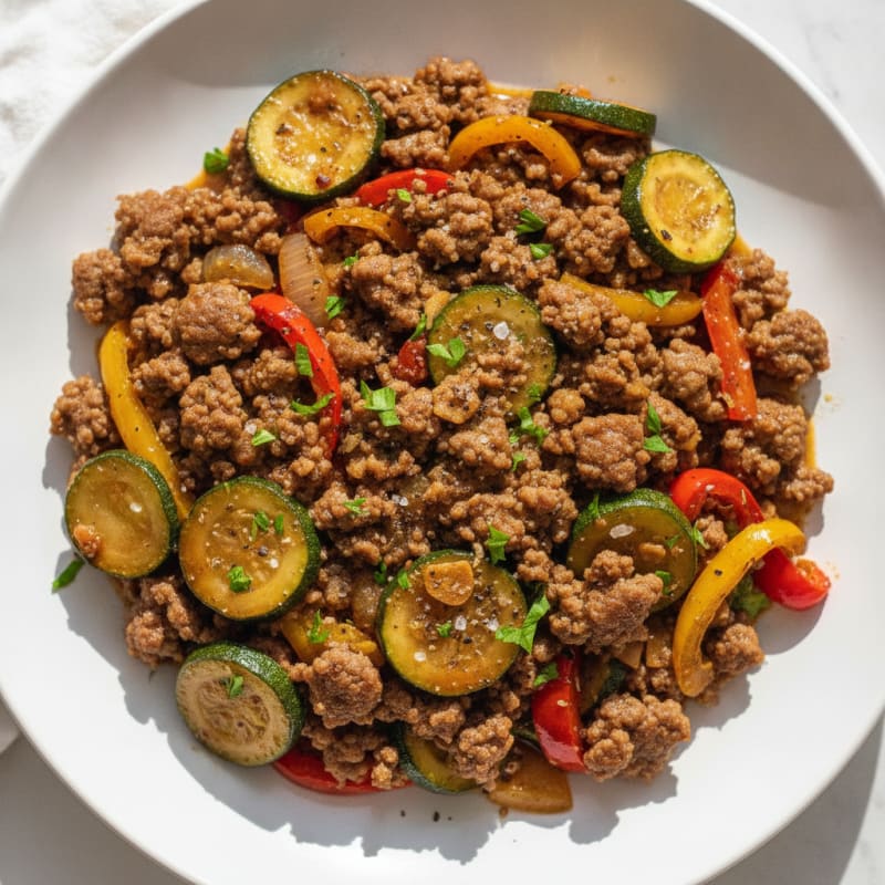 Savory Ground Beef and Zucchini Skillet