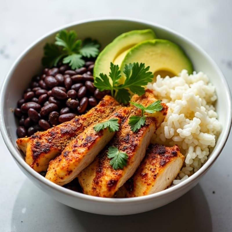 Spicy Black Bean Burrito Bowl with Cilantro Lime Rice