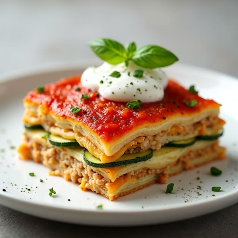 Zucchini Lasagna with Lean Ground Turkey and Creamy Ricotta