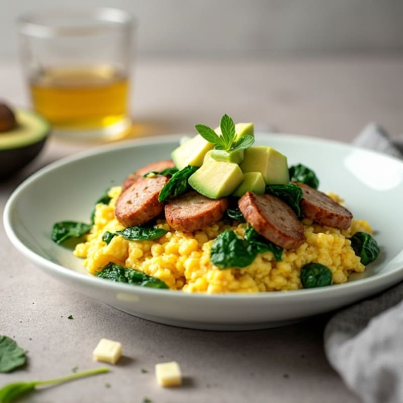 Egg White and Turkey Sausage Scramble with Spinach
