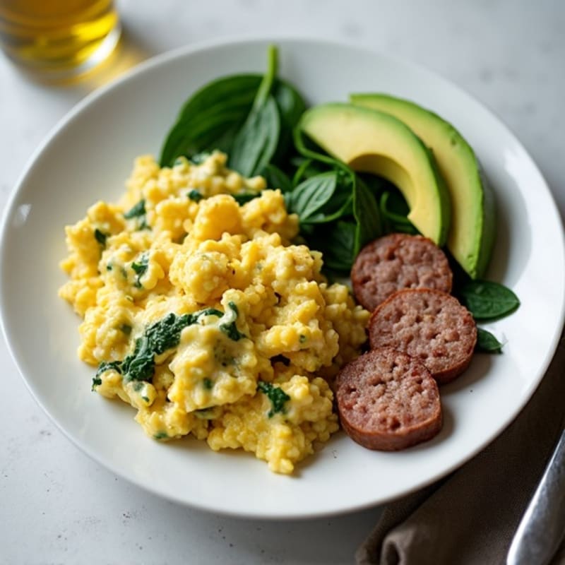 Egg White and Turkey Sausage Scramble with Spinach
