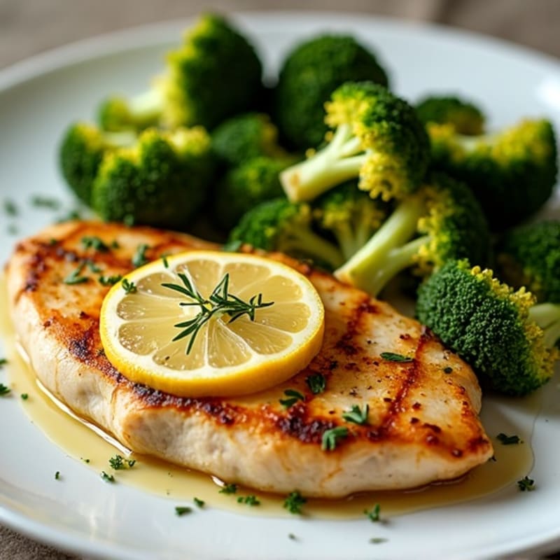 Lemon-Herb Roasted Chicken Breast with Crispy Roasted Broccoli