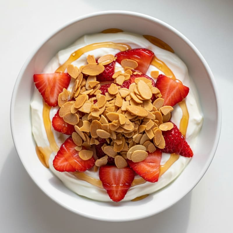 Creamy Greek Yogurt with Strawberries and Protein Crunch